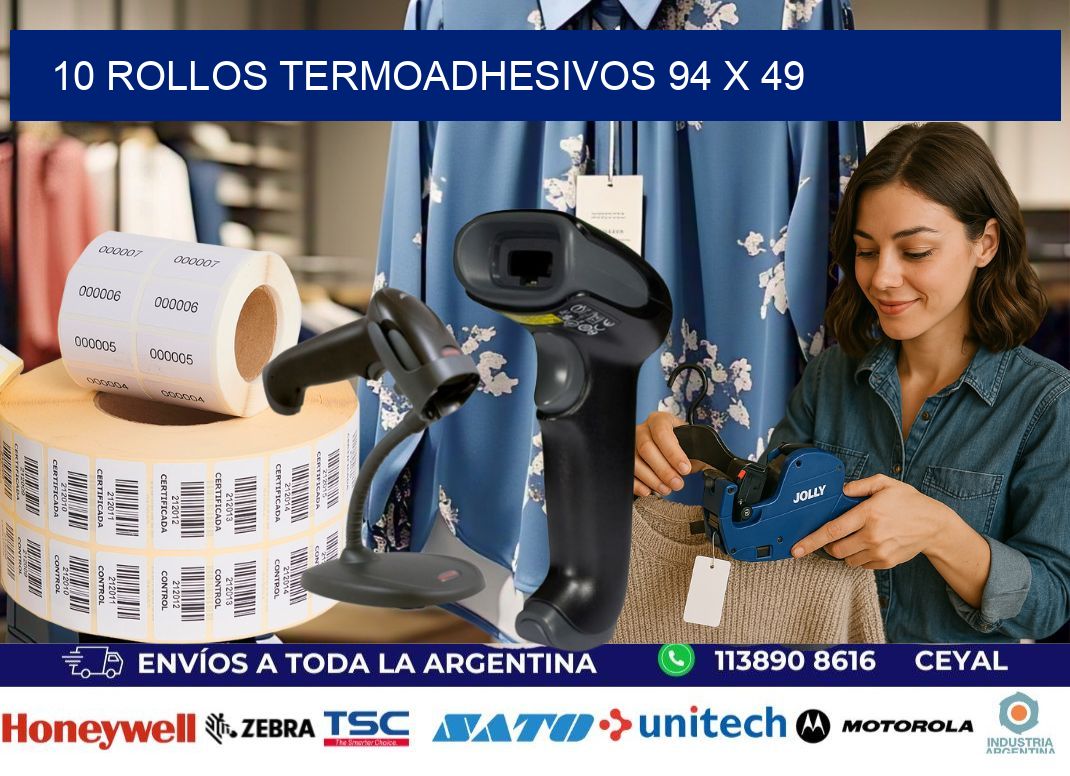 10 ROLLOS TERMOADHESIVOS 94 x 49