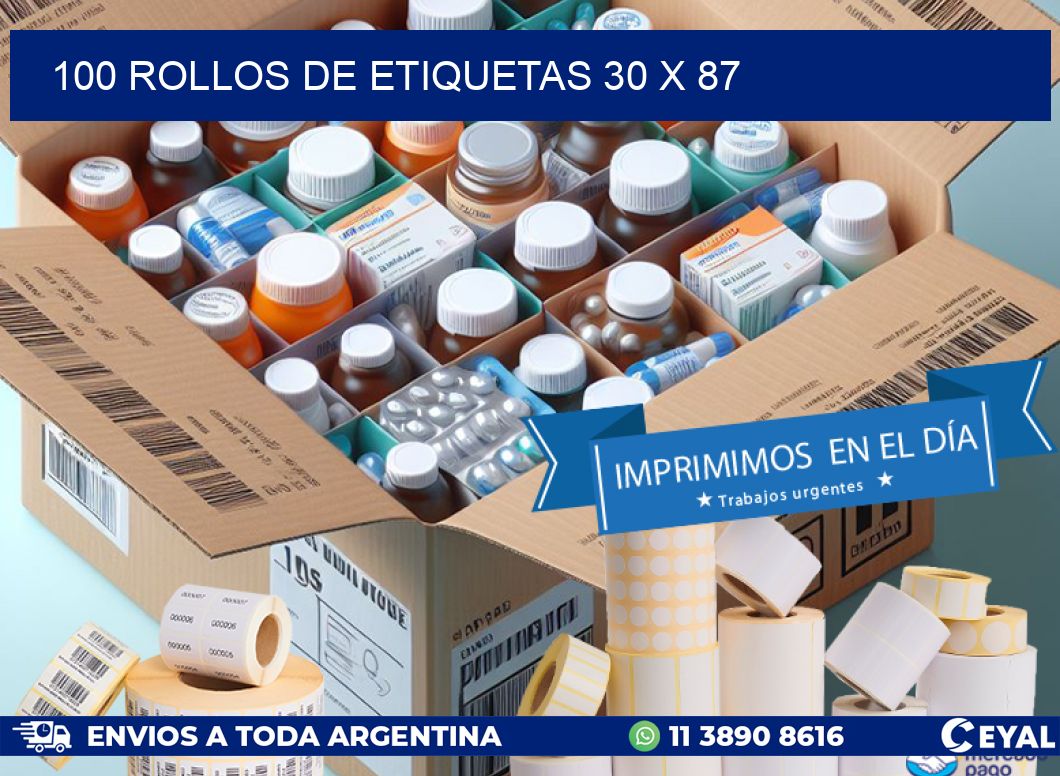 100 ROLLOS DE ETIQUETAS 30 x 87