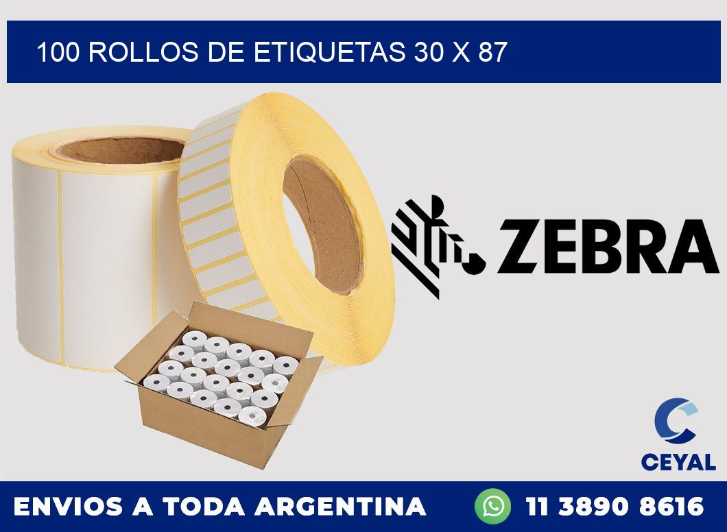 100 ROLLOS DE ETIQUETAS 30 x 87