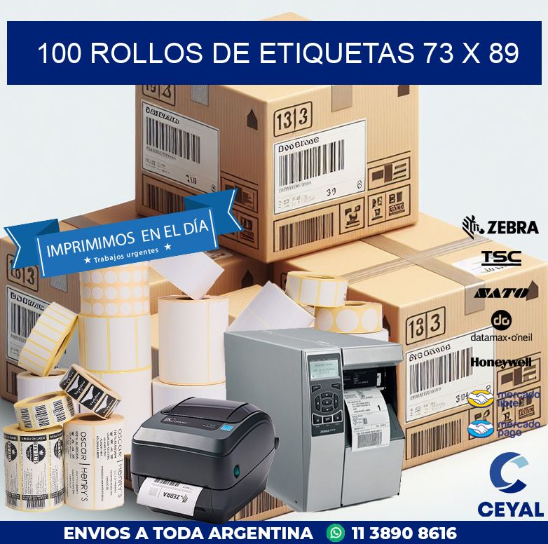 100 ROLLOS DE ETIQUETAS 73 x 89