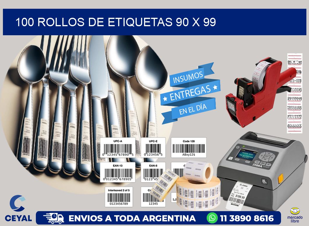 100 ROLLOS DE ETIQUETAS 90 x 99