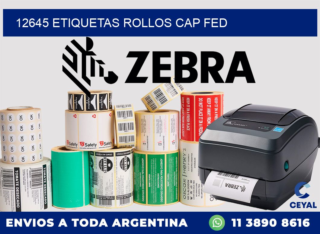 12645 etiquetas rollos CAP FED