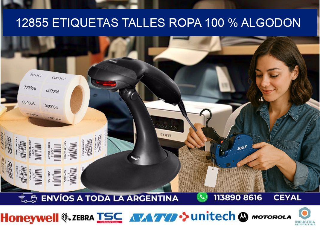 12855 ETIQUETAS TALLES ROPA 100 % ALGODON