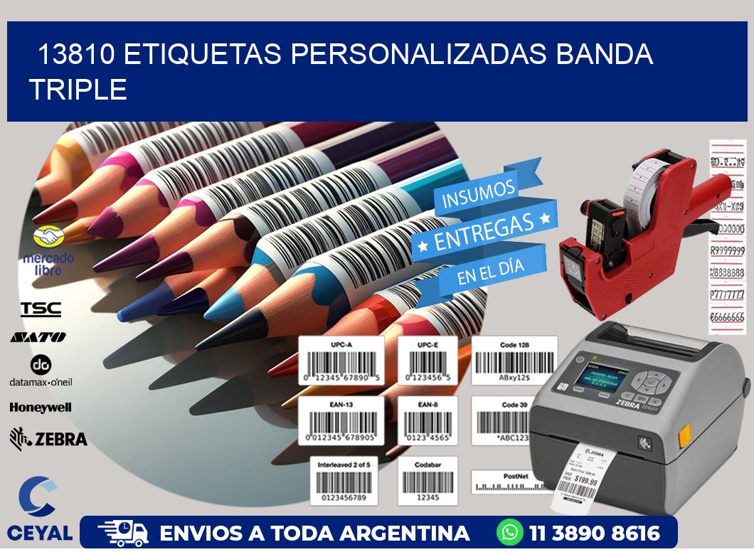 13810 Etiquetas personalizadas banda triple