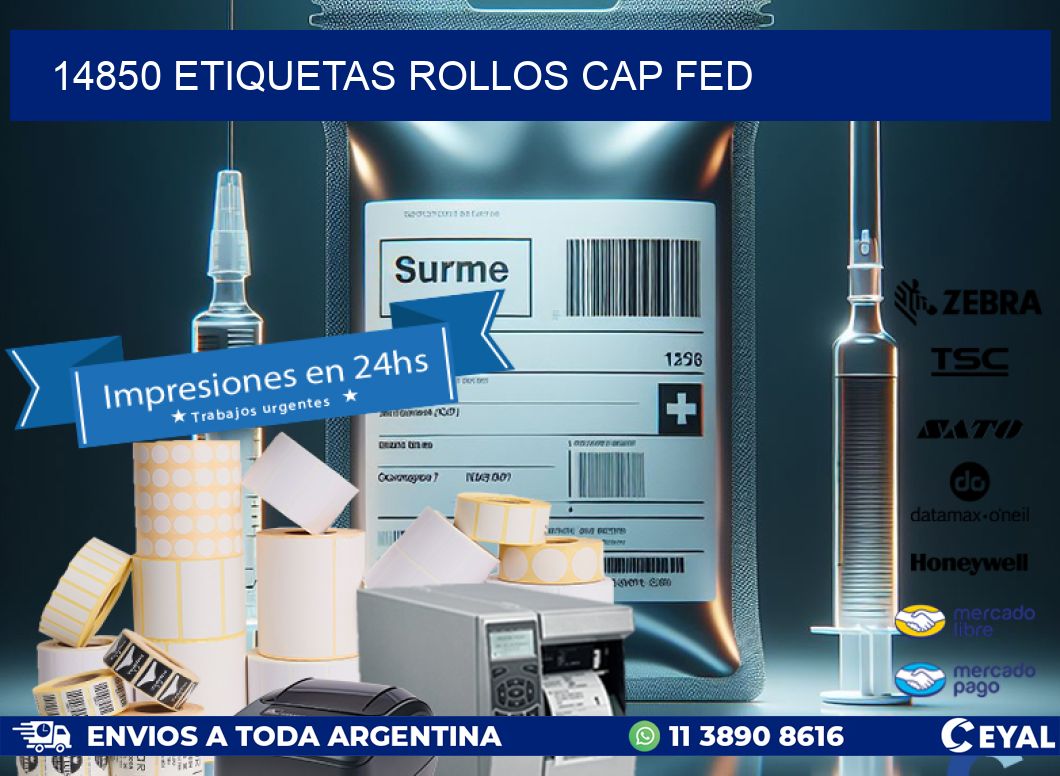 14850 etiquetas rollos CAP FED