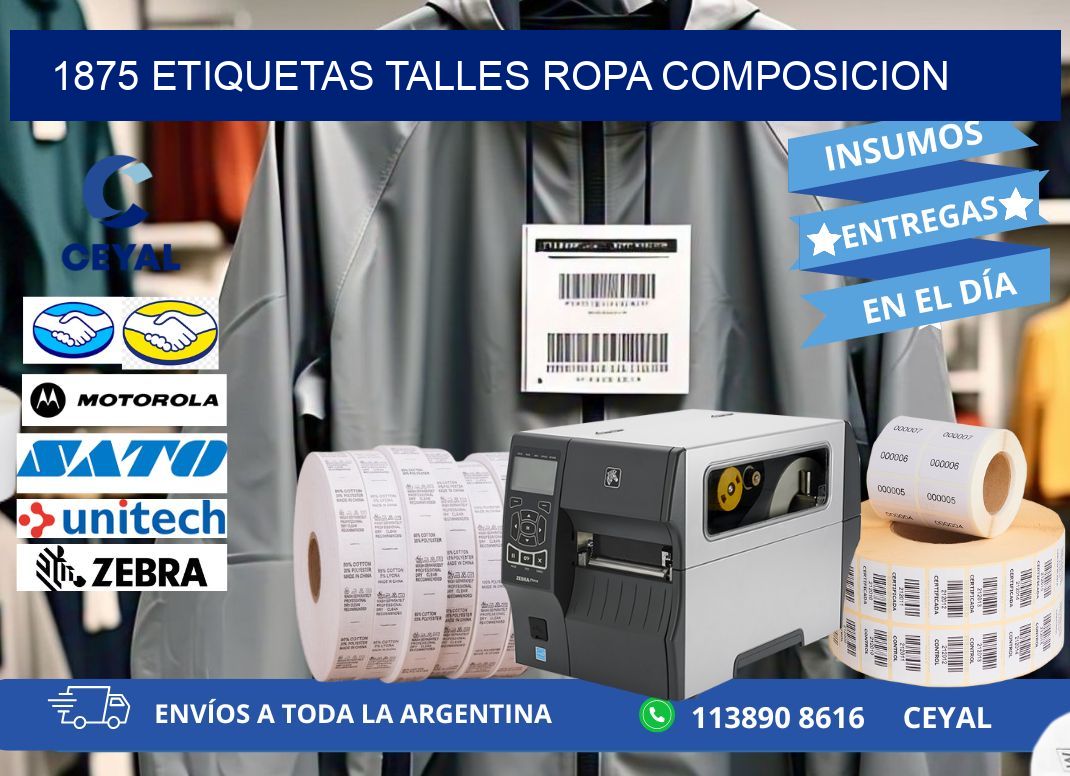 1875 ETIQUETAS TALLES ROPA COMPOSICION
