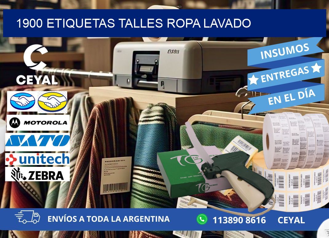 1900 ETIQUETAS TALLES ROPA LAVADO