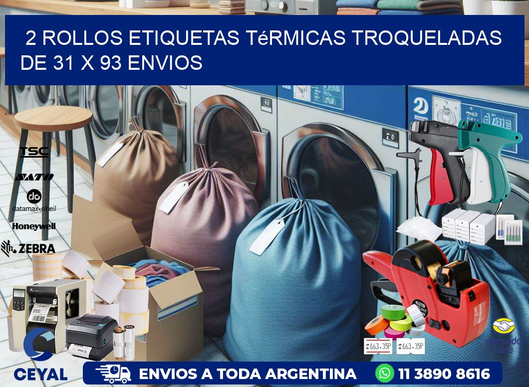 2 Rollos Etiquetas Térmicas Troqueladas De 31 x 93 ENVIOS