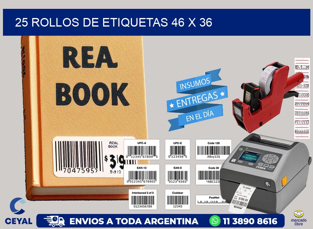 25 ROLLOS DE ETIQUETAS 46 x 36