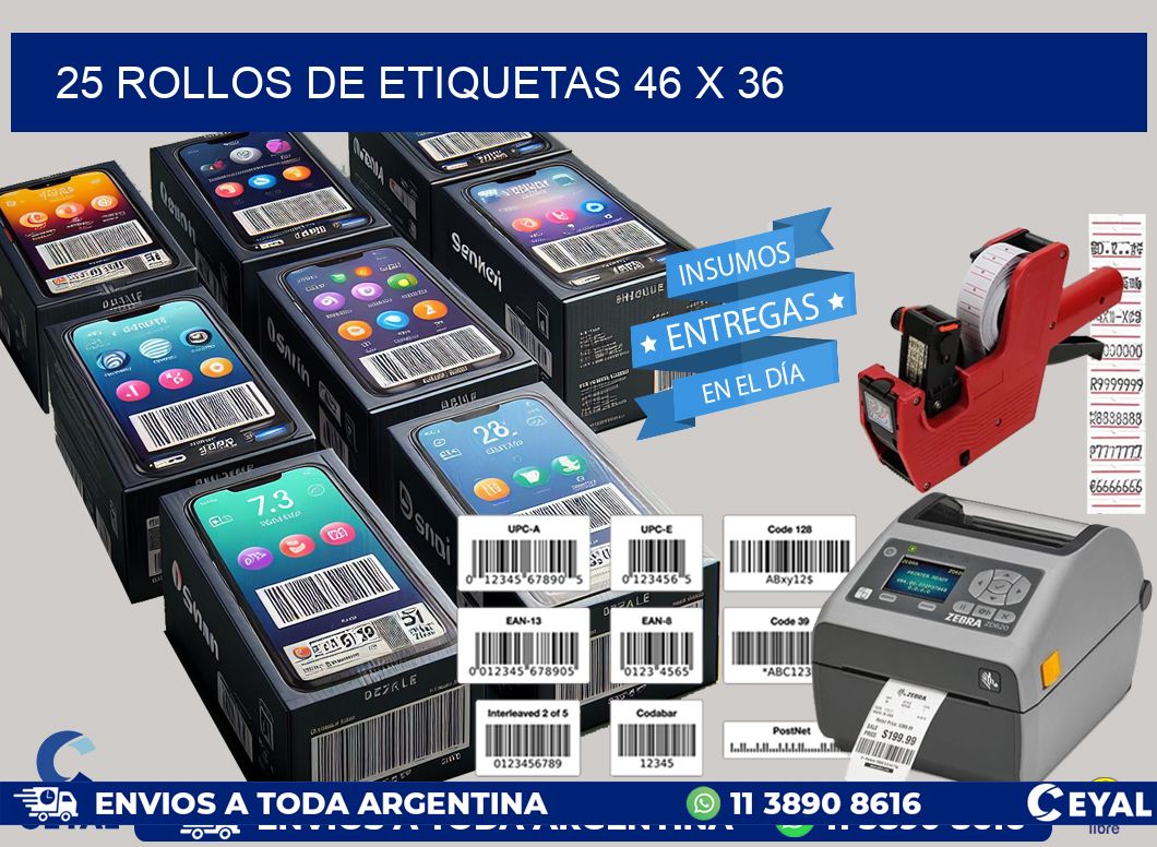 25 ROLLOS DE ETIQUETAS 46 x 36