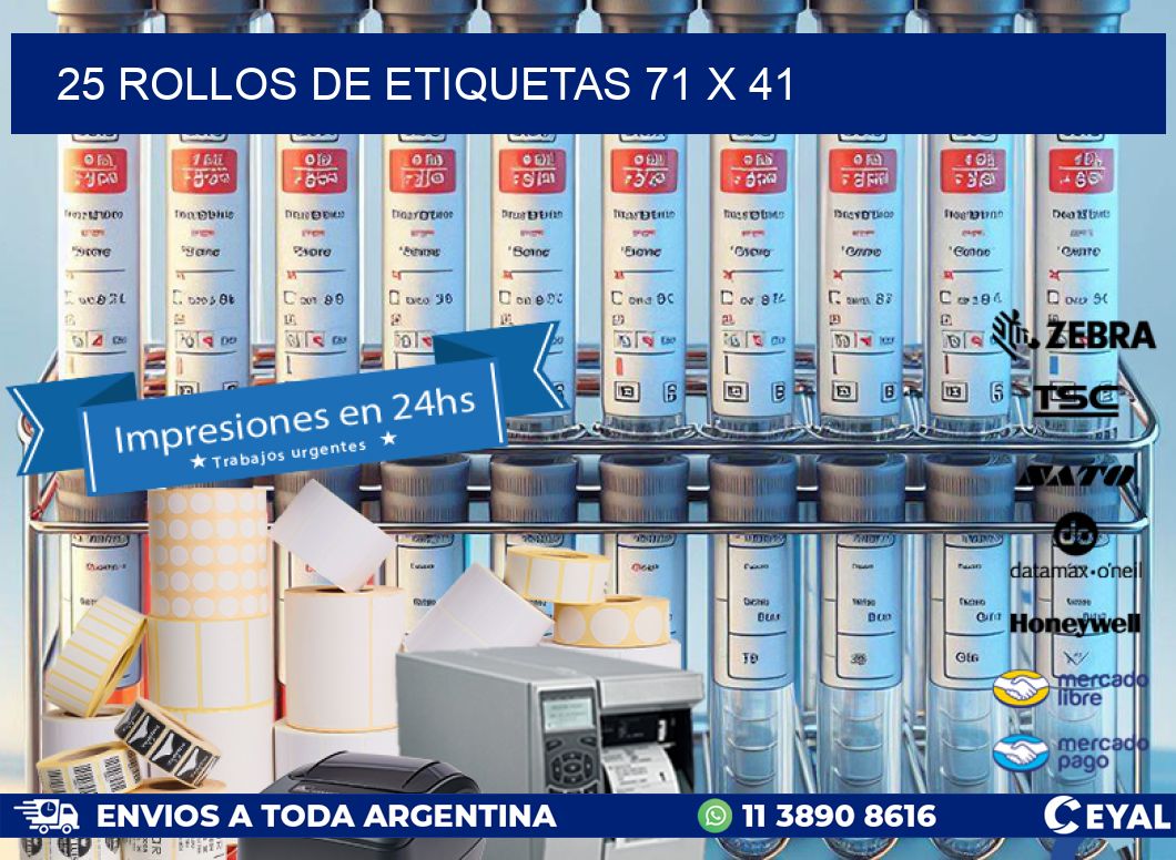 25 ROLLOS DE ETIQUETAS 71 x 41