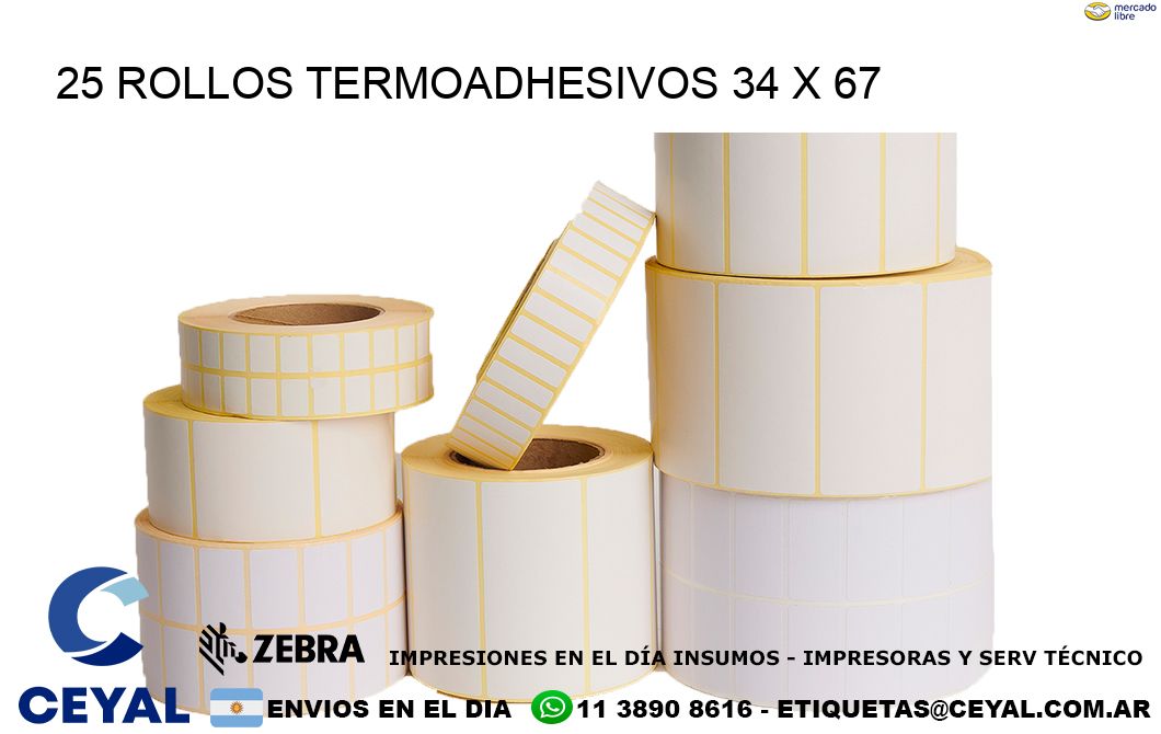 25 ROLLOS TERMOADHESIVOS 34 x 67