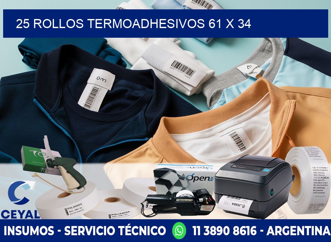 25 ROLLOS TERMOADHESIVOS 61 x 34