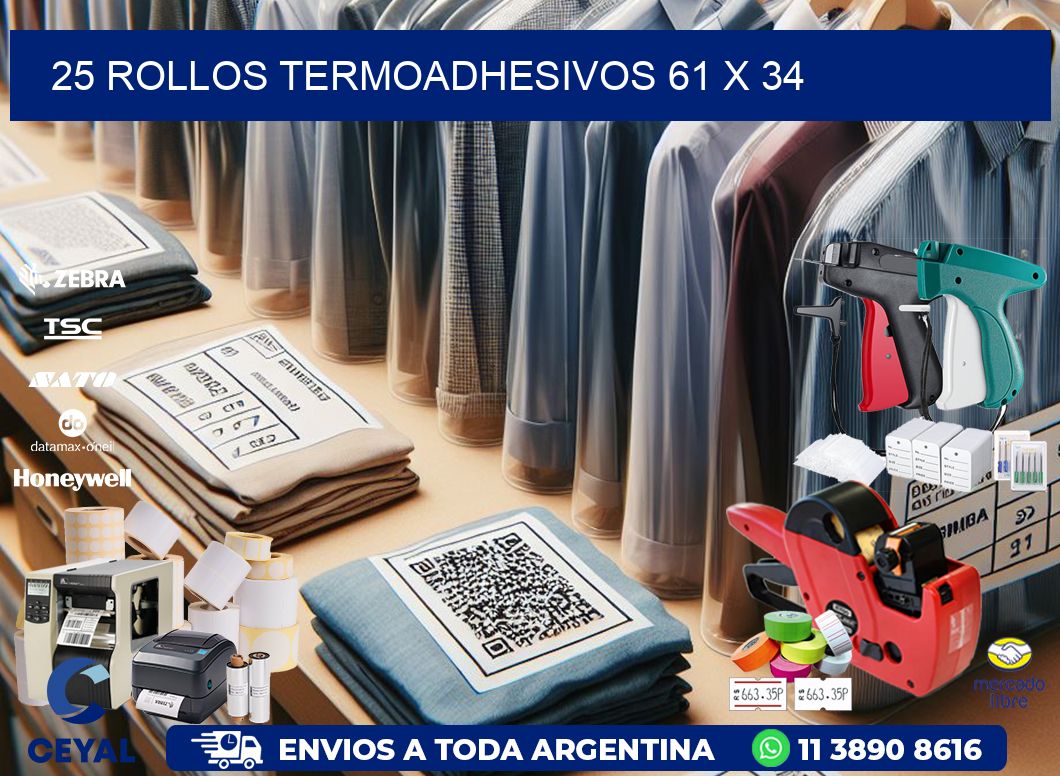 25 ROLLOS TERMOADHESIVOS 61 x 34