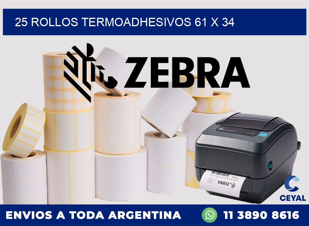25 ROLLOS TERMOADHESIVOS 61 x 34