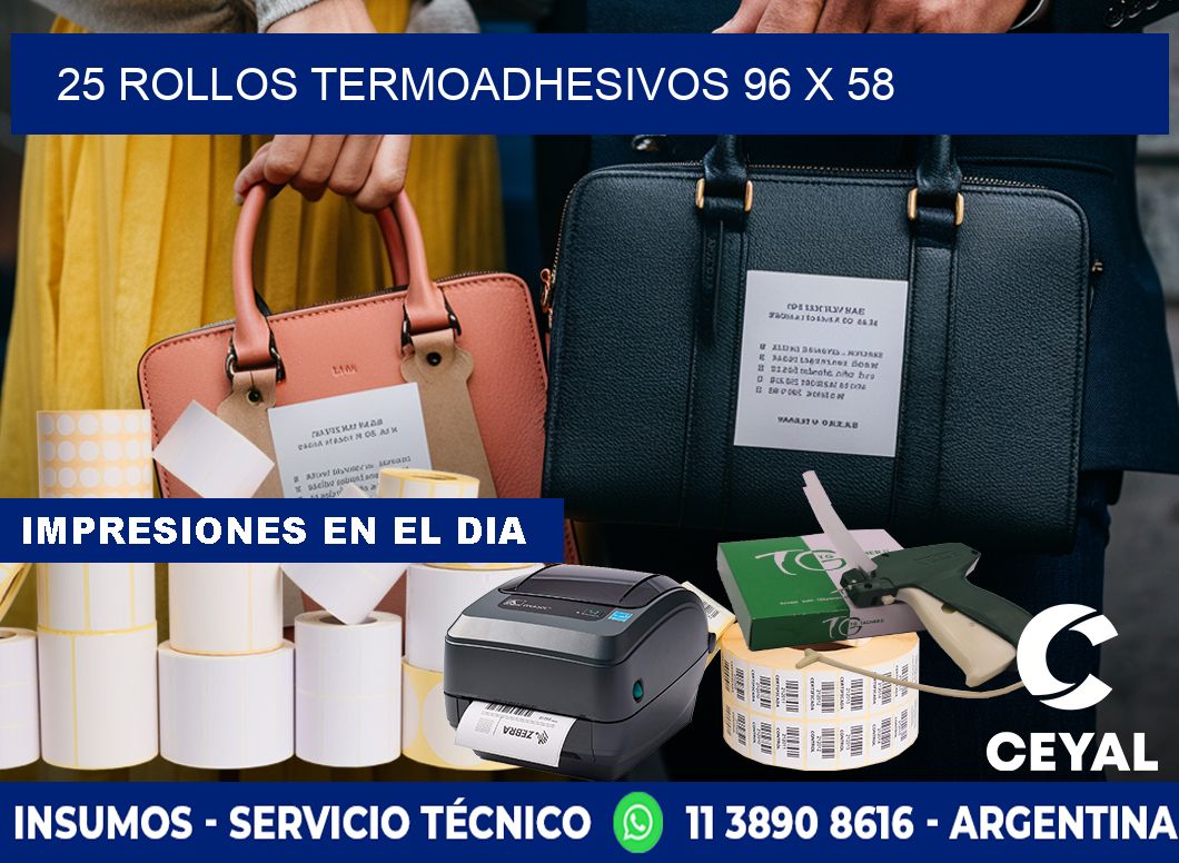 25 ROLLOS TERMOADHESIVOS 96 x 58