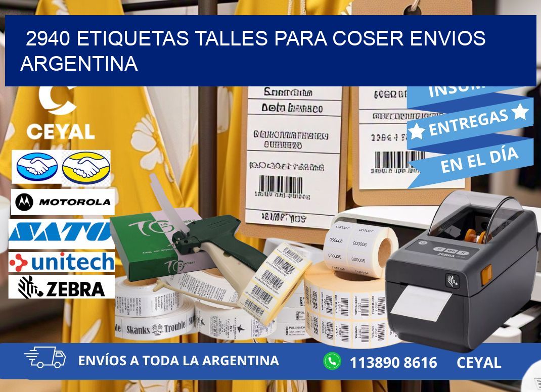 2940 ETIQUETAS TALLES PARA COSER ENVIOS ARGENTINA