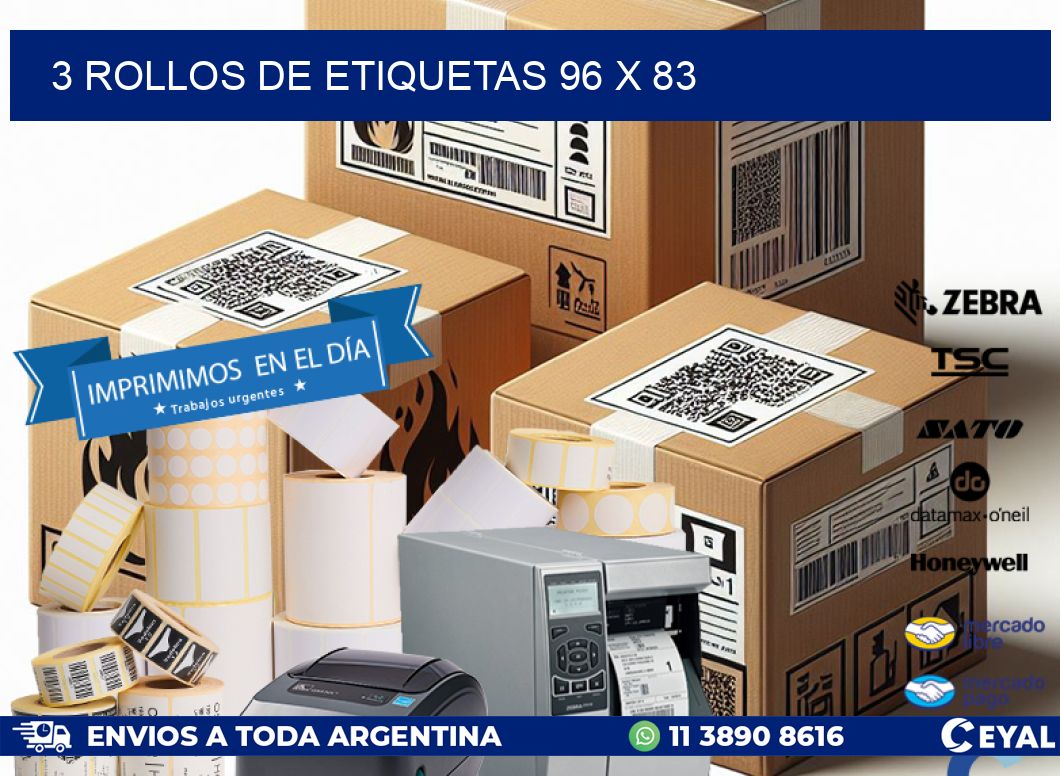 3 ROLLOS DE ETIQUETAS 96 x 83