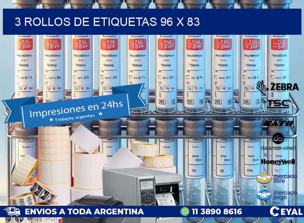 3 ROLLOS DE ETIQUETAS 96 x 83