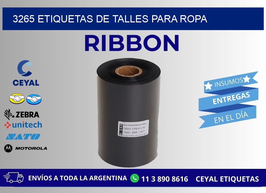 3265 etiquetas de talles para ropa