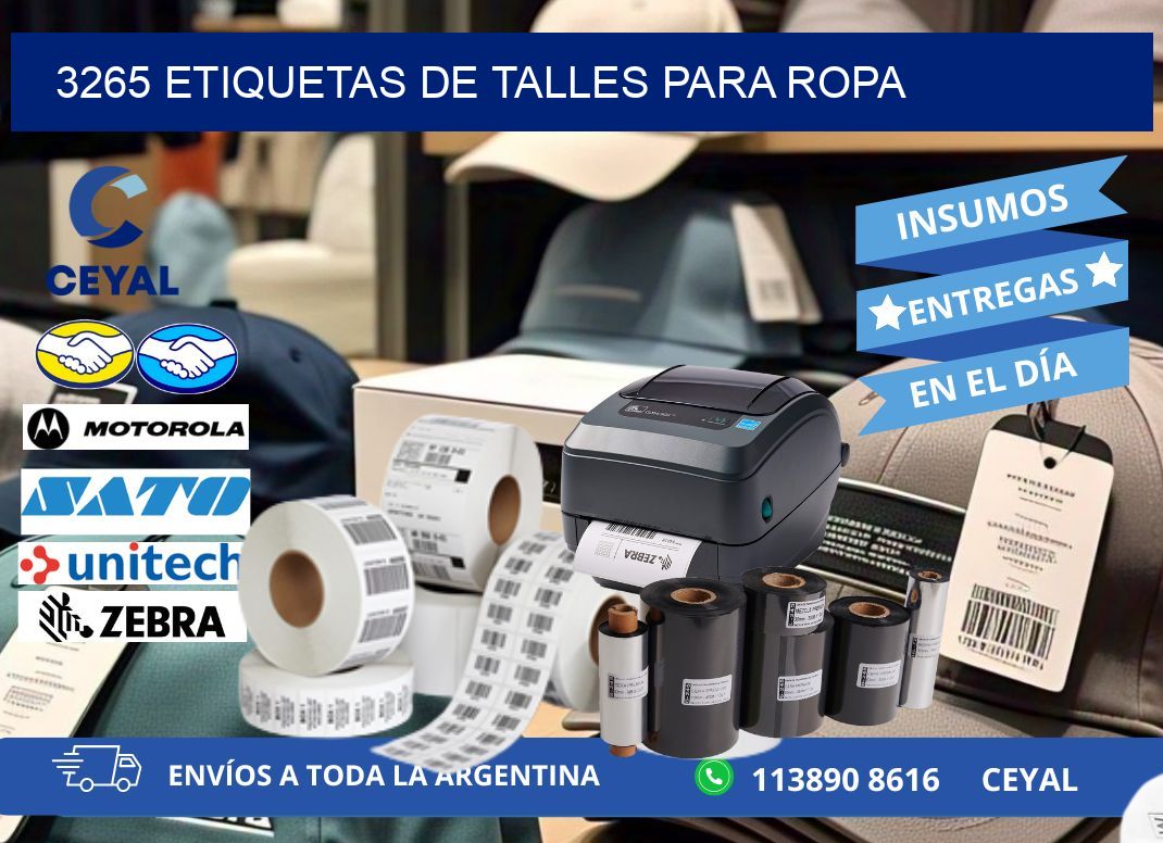 3265 etiquetas de talles para ropa