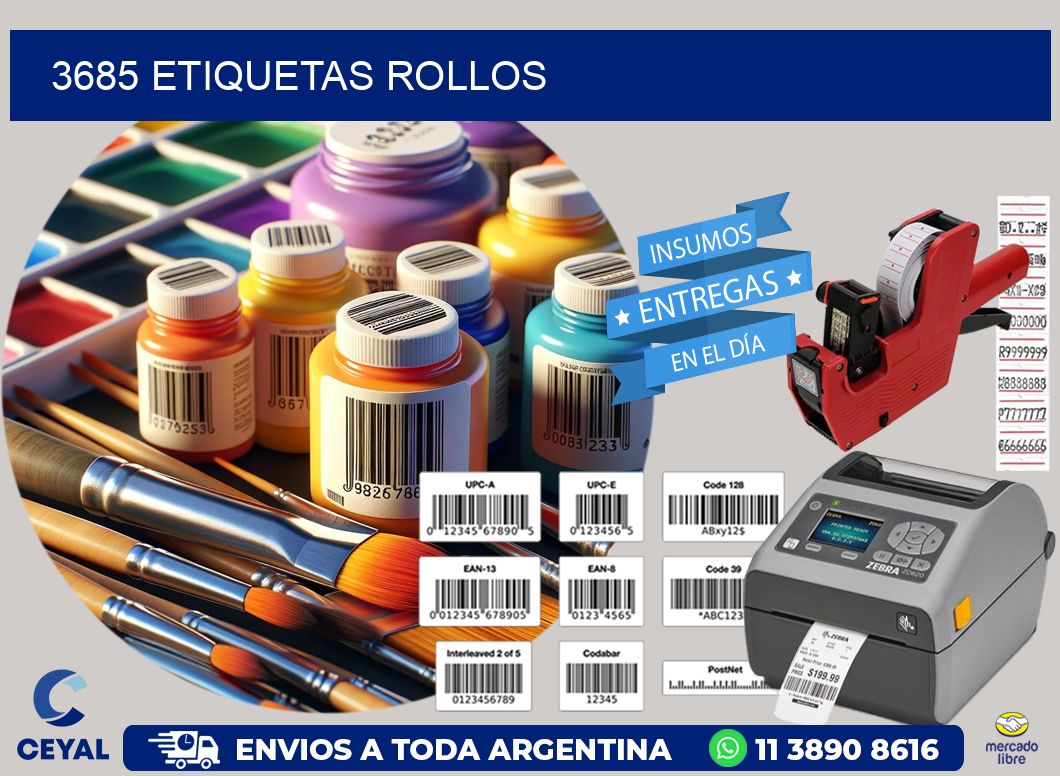 3685 etiquetas rollos