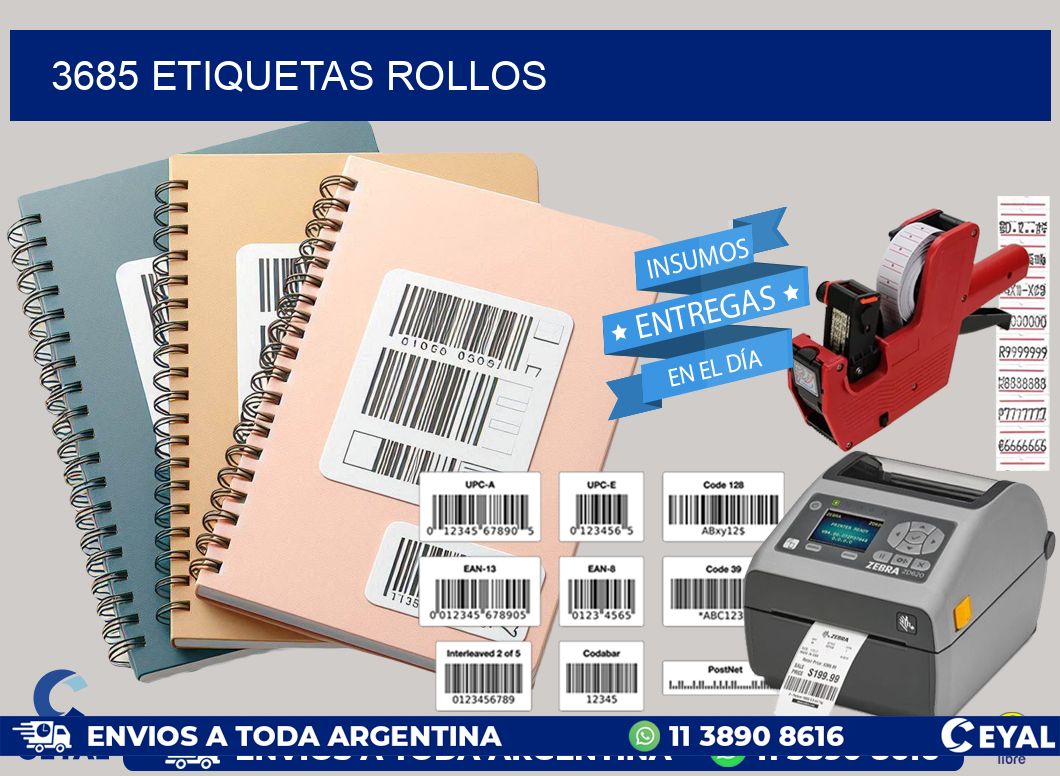 3685 etiquetas rollos