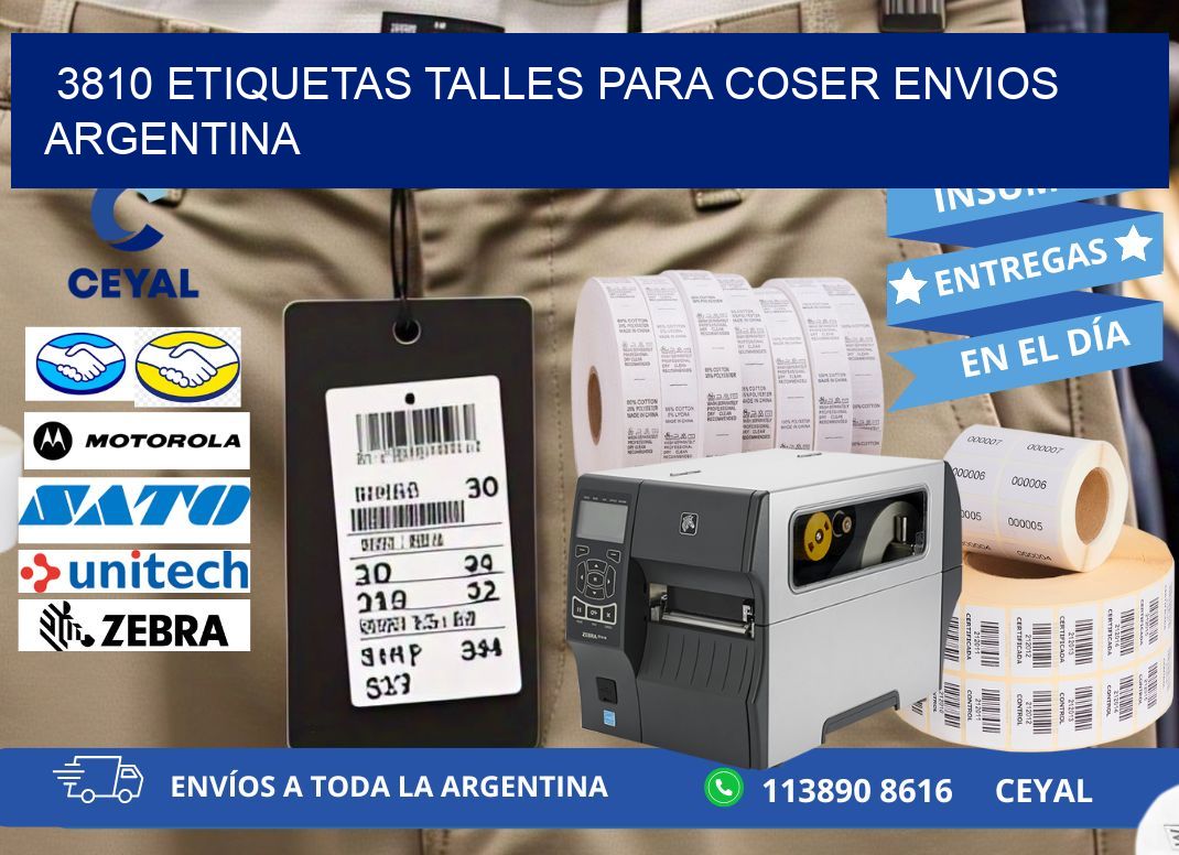 3810 ETIQUETAS TALLES PARA COSER ENVIOS ARGENTINA