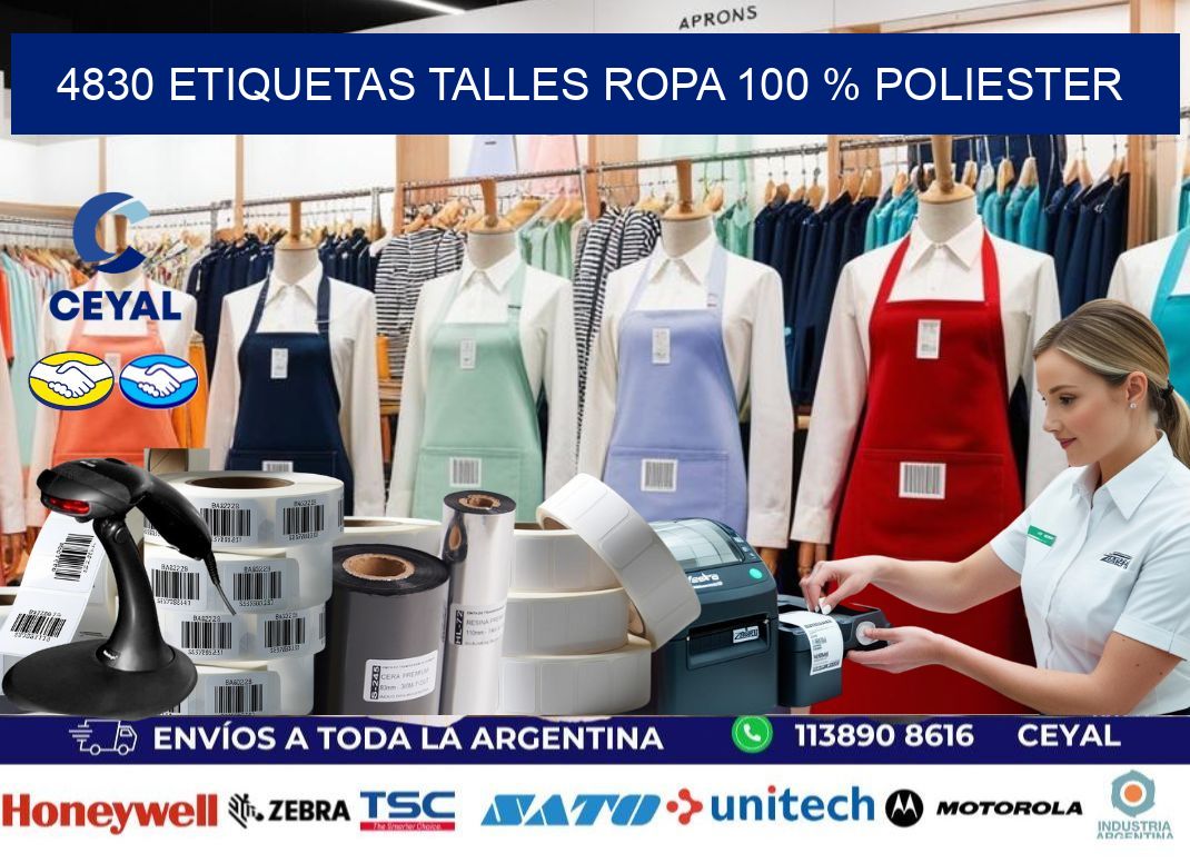 4830 ETIQUETAS TALLES ROPA 100 % POLIESTER