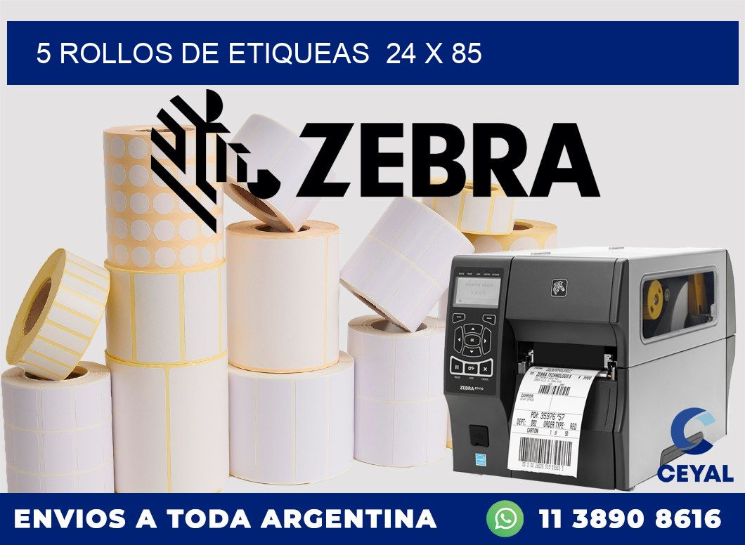 5 ROLLOS DE ETIQUEAS  24 x 85