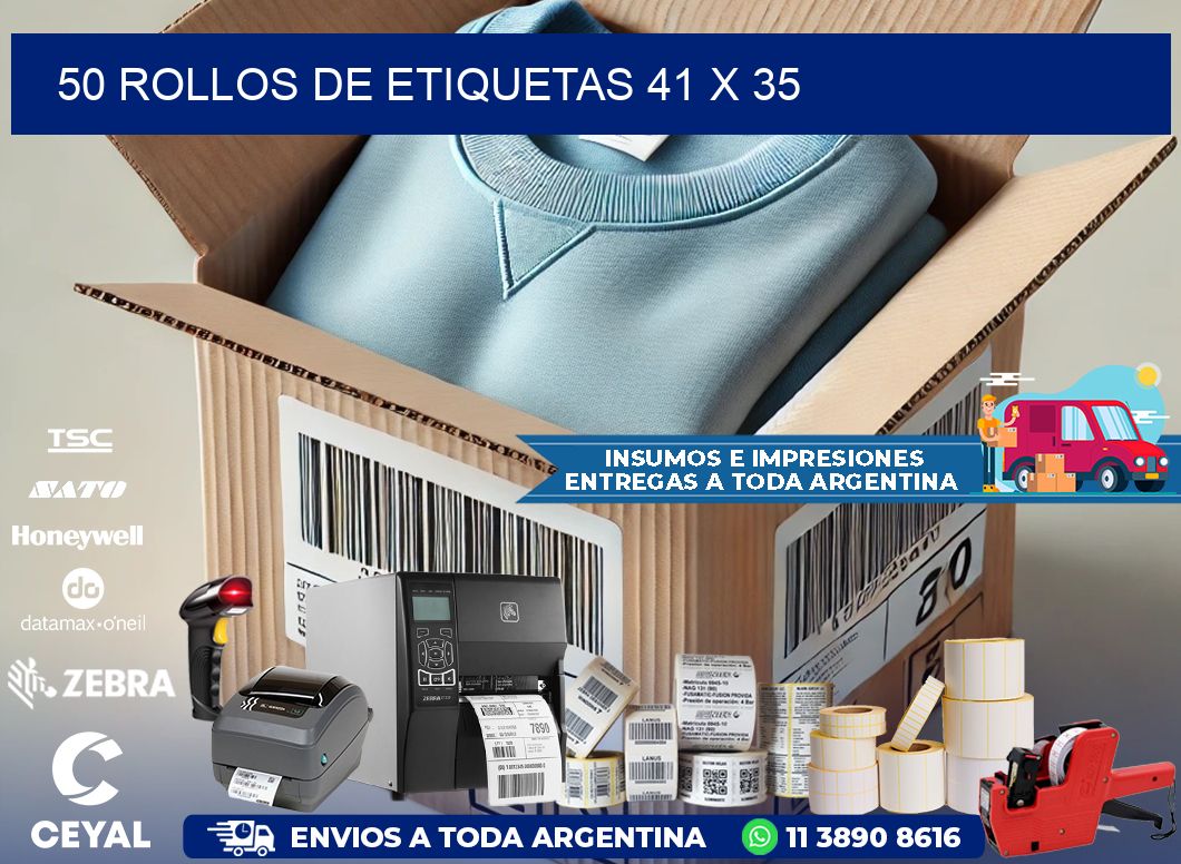 50 ROLLOS DE ETIQUETAS 41 x 35