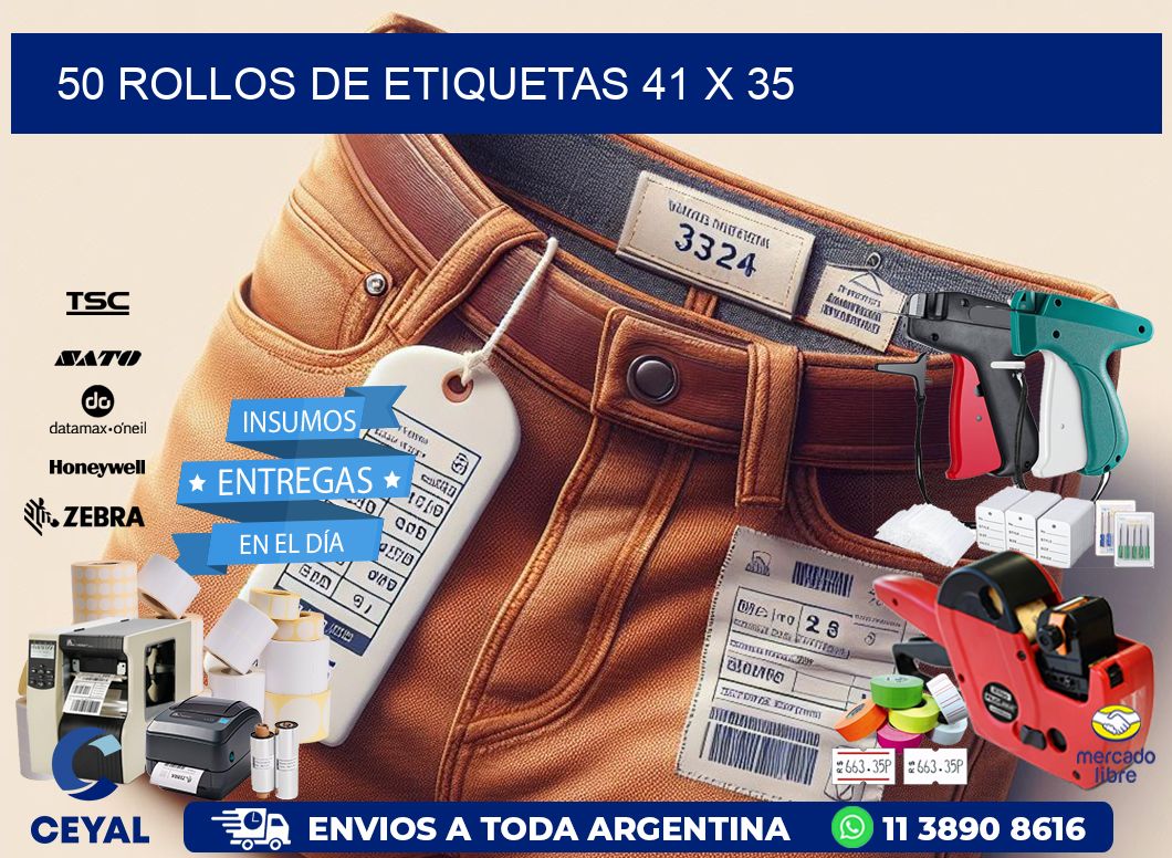 50 ROLLOS DE ETIQUETAS 41 x 35