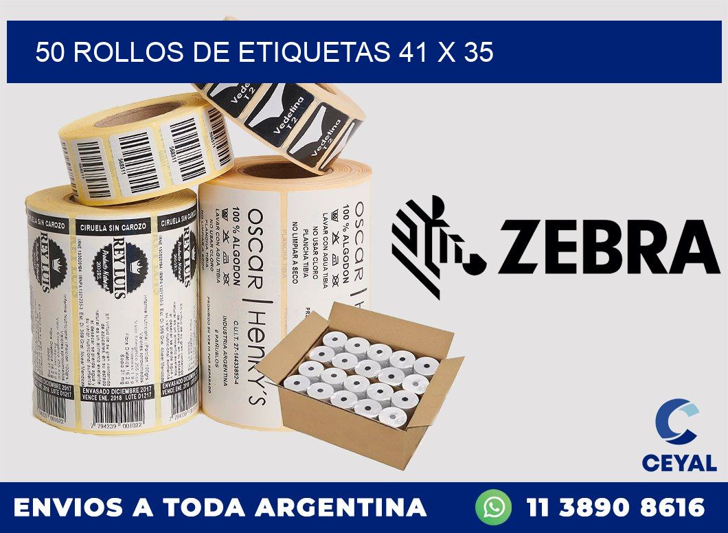 50 ROLLOS DE ETIQUETAS 41 x 35