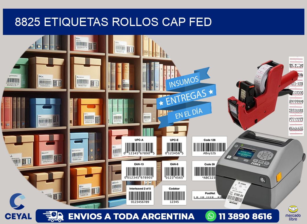 8825 etiquetas rollos CAP FED