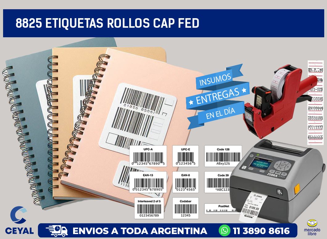 8825 etiquetas rollos CAP FED