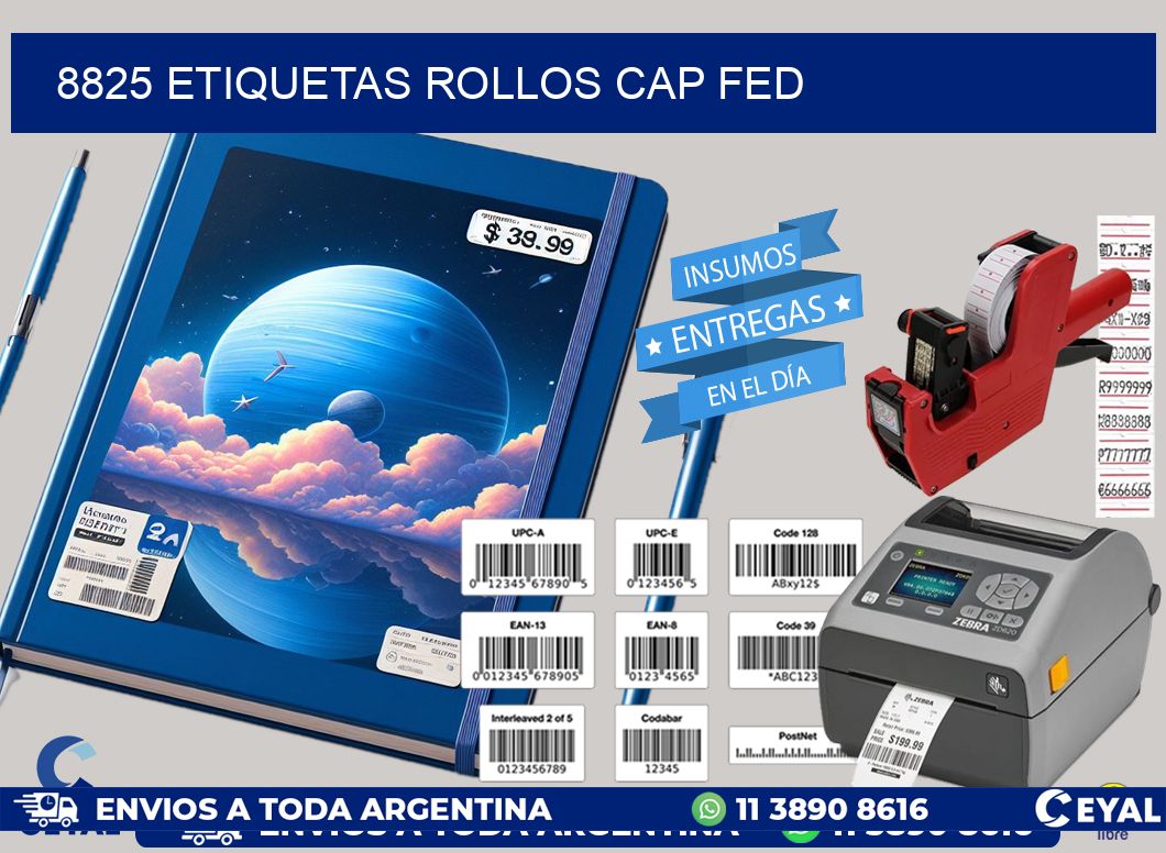 8825 etiquetas rollos CAP FED