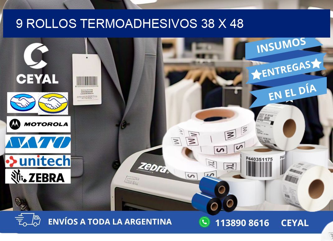 9 ROLLOS TERMOADHESIVOS 38 x 48