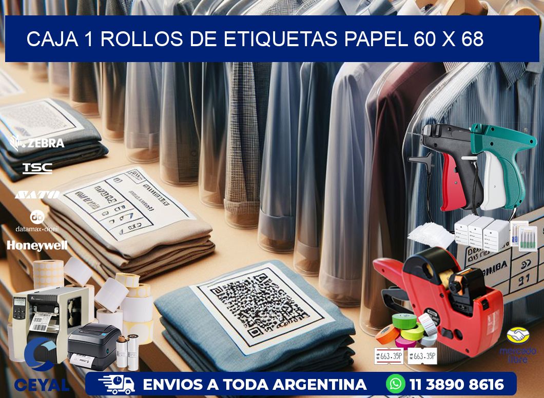 CAJA 1 ROLLOS DE ETIQUETAS PAPEL 60 x 68