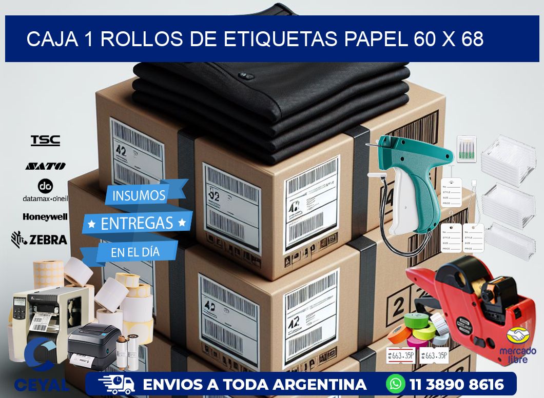 CAJA 1 ROLLOS DE ETIQUETAS PAPEL 60 x 68