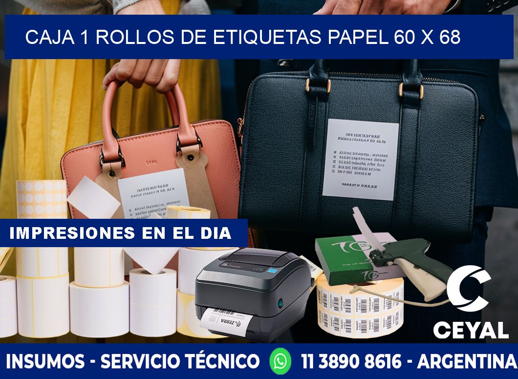 CAJA 1 ROLLOS DE ETIQUETAS PAPEL 60 x 68
