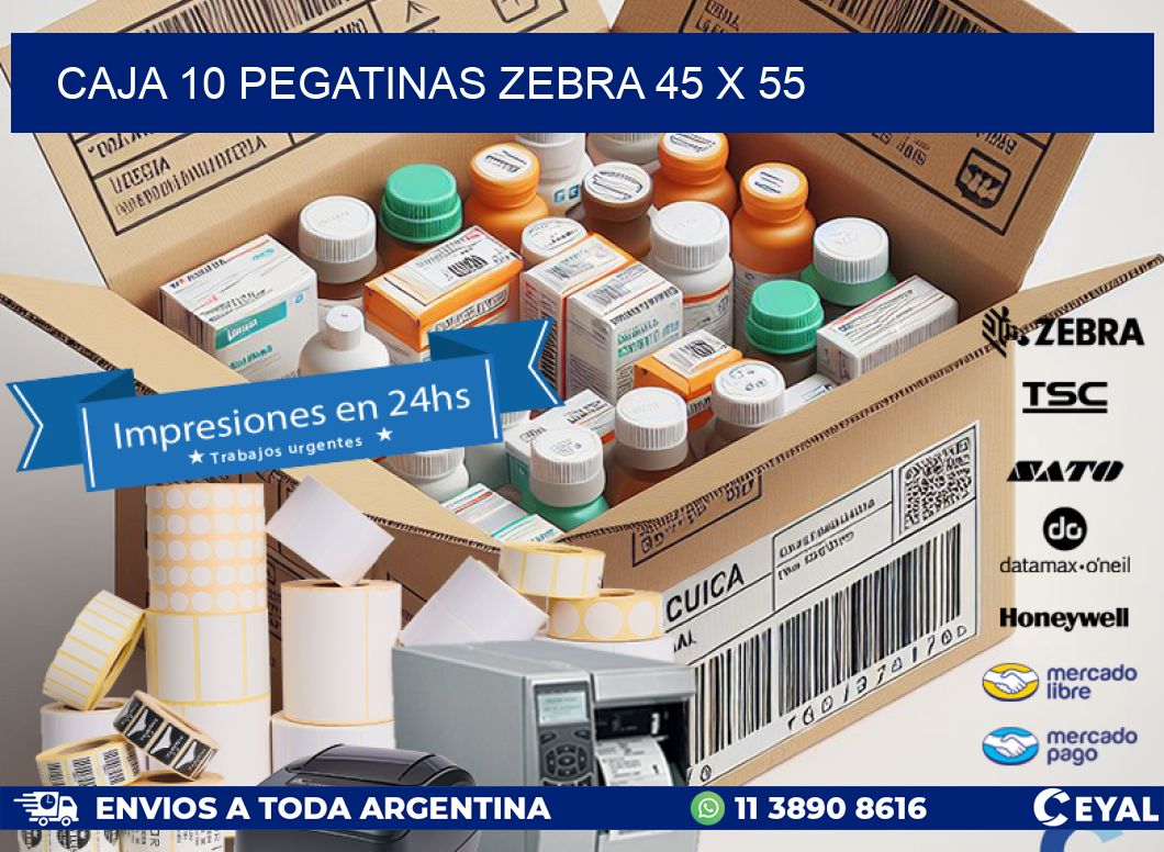 CAJA 10 PEGATINAS ZEBRA 45 x 55