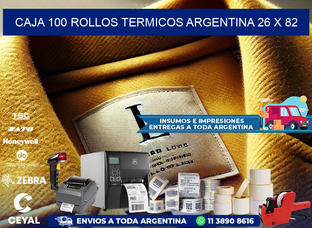 CAJA 100 ROLLOS TERMICOS ARGENTINA 26 x 82