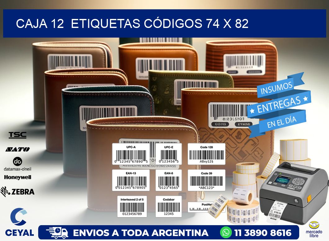 CAJA 12  ETIQUETAS CÓDIGOS 74 x 82