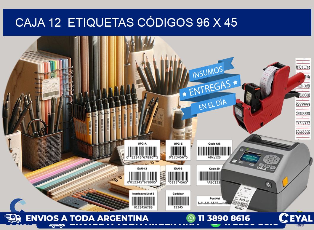 CAJA 12  ETIQUETAS CÓDIGOS 96 x 45