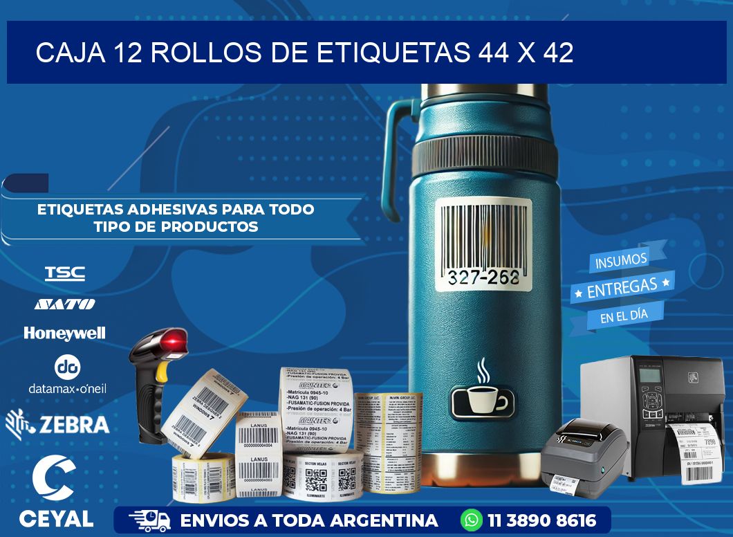 CAJA 12 ROLLOS DE ETIQUETAS 44 x 42