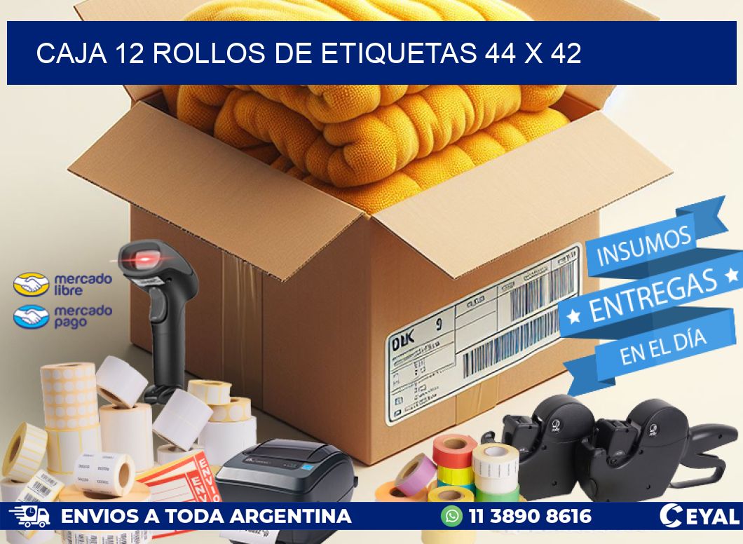 CAJA 12 ROLLOS DE ETIQUETAS 44 x 42