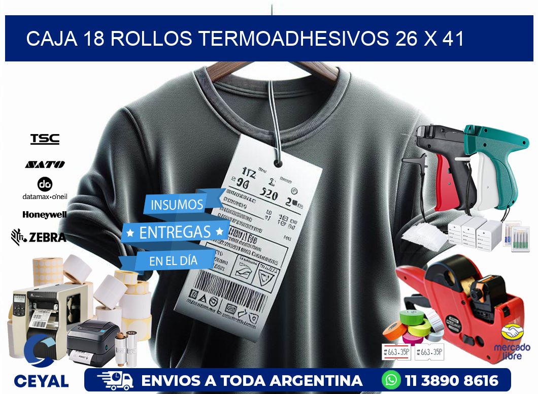 CAJA 18 ROLLOS TERMOADHESIVOS 26 x 41