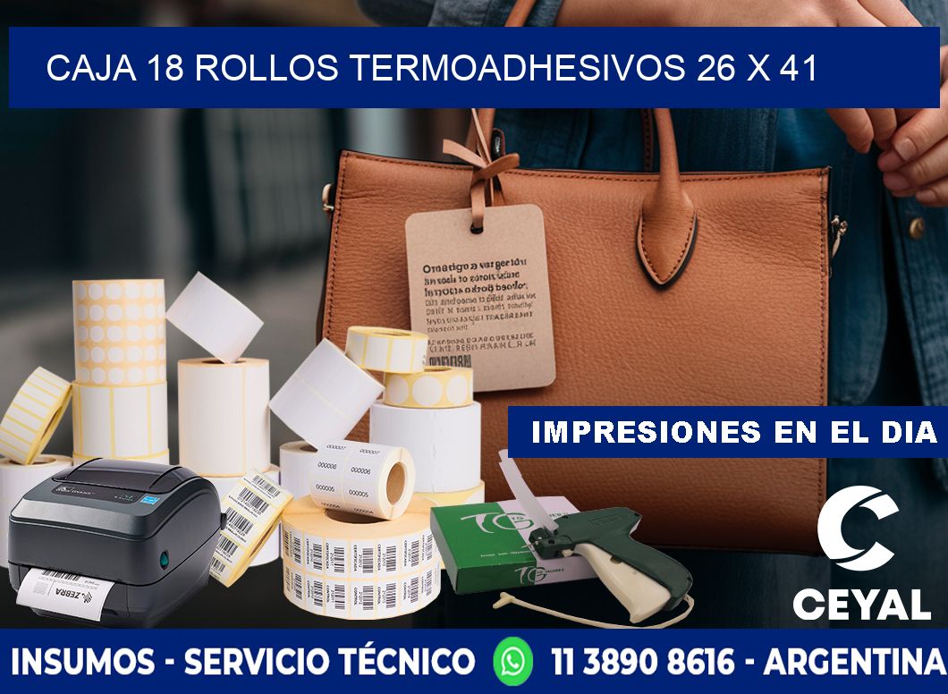 CAJA 18 ROLLOS TERMOADHESIVOS 26 x 41