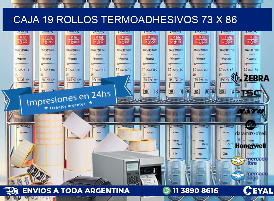 CAJA 19 ROLLOS TERMOADHESIVOS 73 x 86