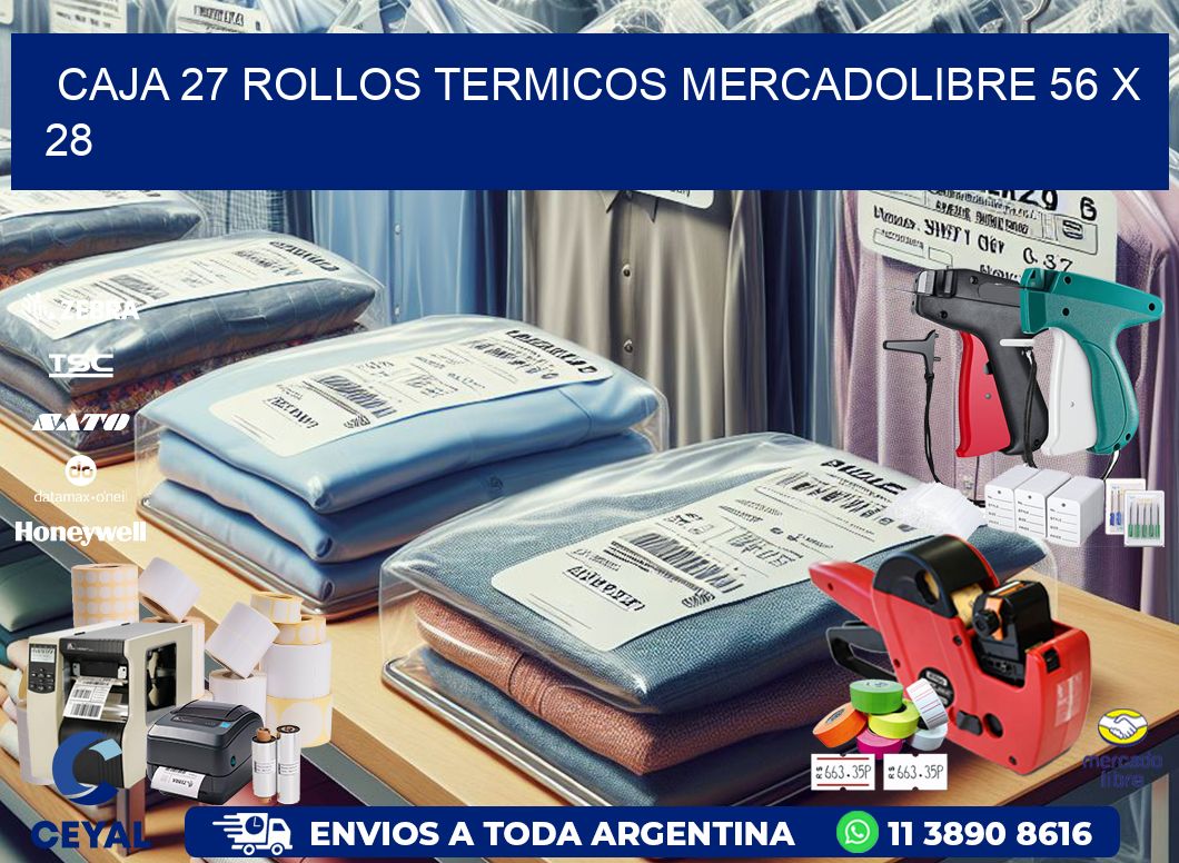 CAJA 27 ROLLOS TERMICOS MERCADOLIBRE 56 x 28